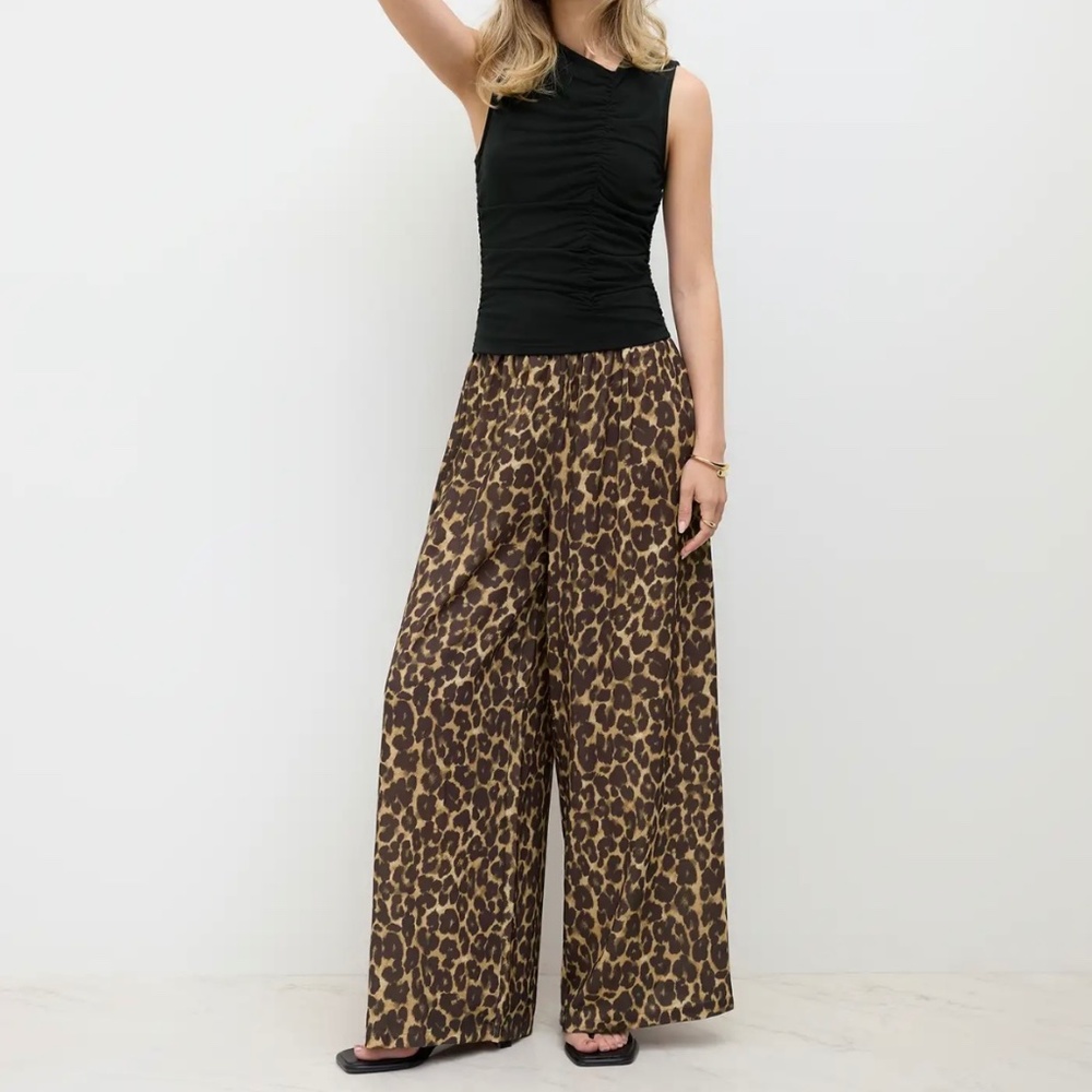 CIDER Leopard Pull-On Wide Leg Pants